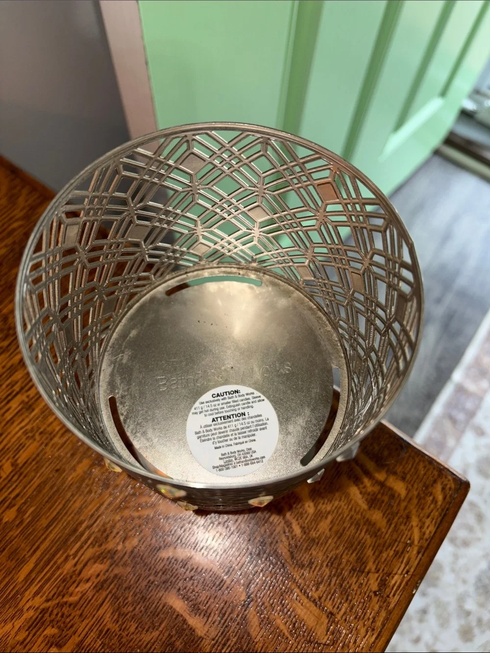 Bath & Body Works Silver Diamond Candle Holder